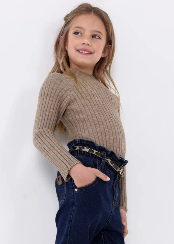 Suéter cuello semi alto canalé niña - Imagen 2