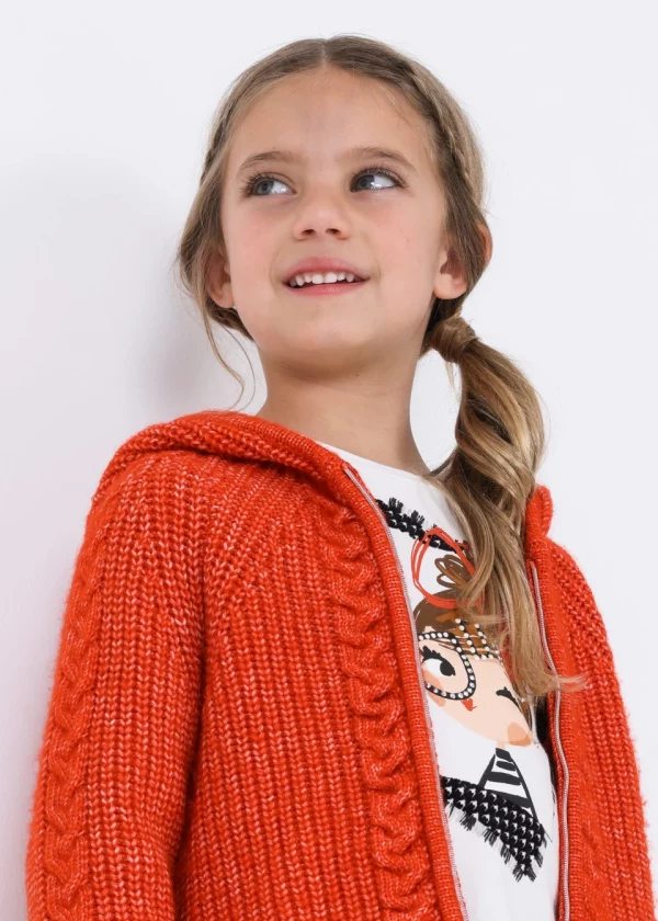 Suéter tricot capucha niña
