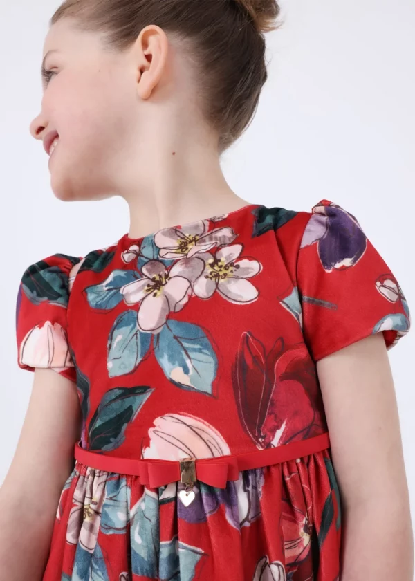 Vestido estampado terciopelo niña - Imagen 3