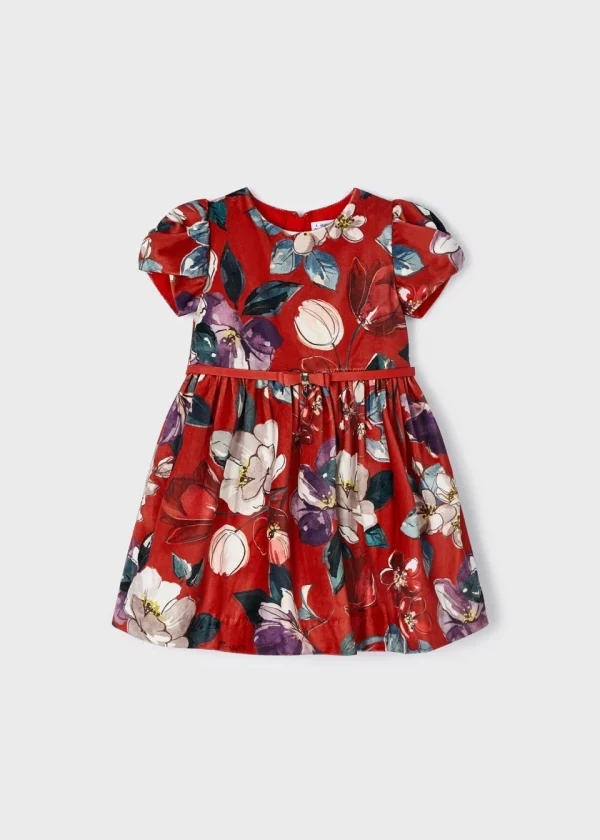 Vestido estampado terciopelo niña - Imagen 4