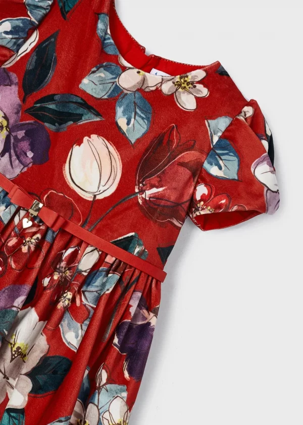 Vestido estampado terciopelo niña - Imagen 5