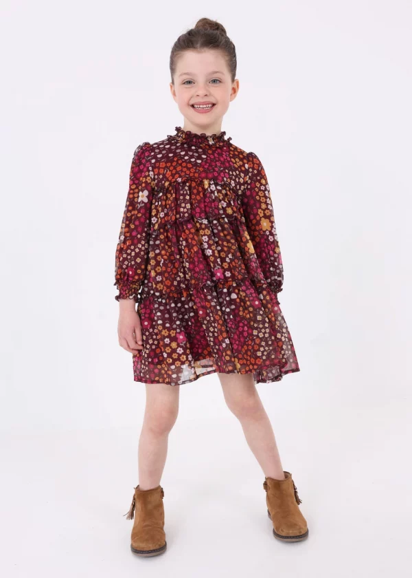 Vestido estampado gasa niña