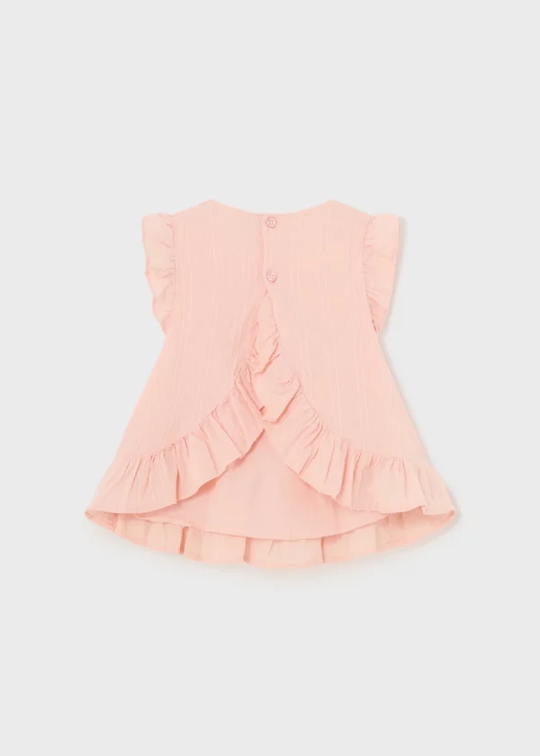 set de Blusa punto smock y holanes bebé con Pantalón flare bebé - Imagen 3