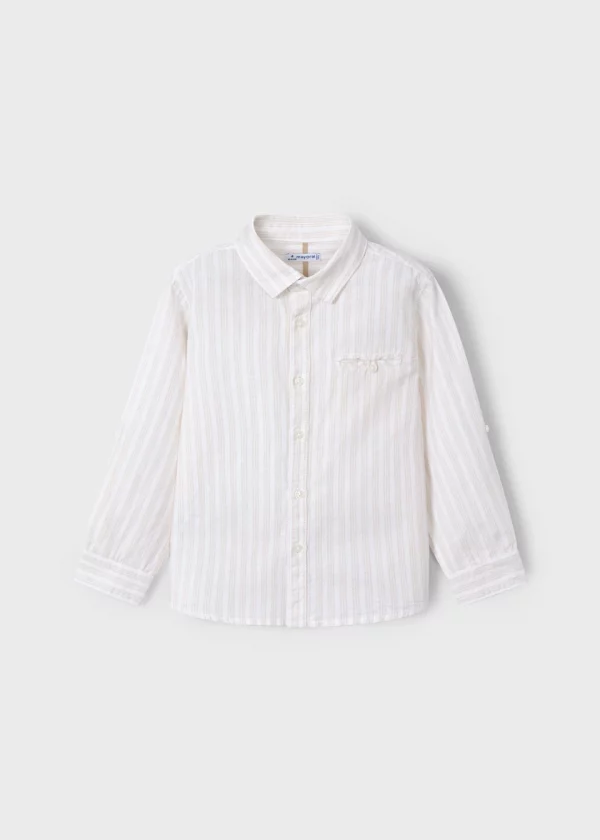 Camisa manga larga con lino con jeans niño