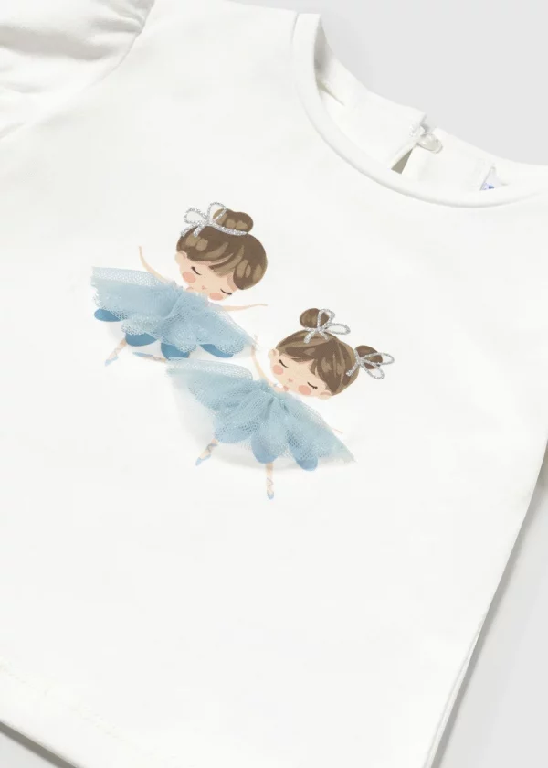 Camiseta bailarinas con falda tul plisado  bebé - Imagen 2