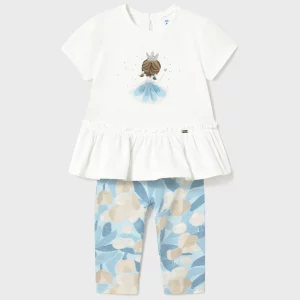 Conjunto legging y camiseta volante bebé