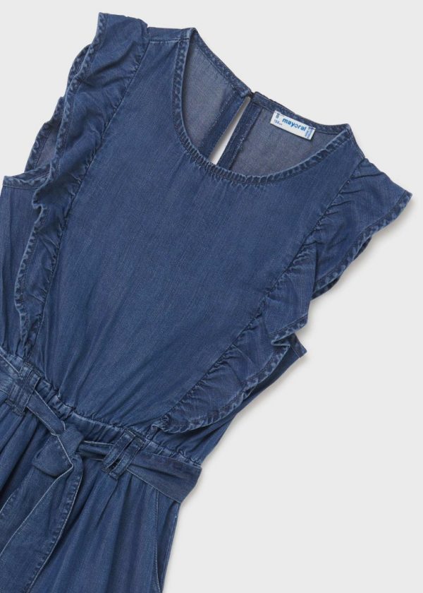 Mono corto de mezclilla con holanes de TENCEL™ Lyocell para chica - Imagen 4