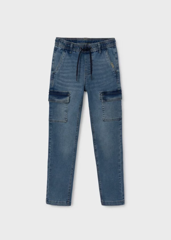 Pantalón de mezclilla cargo chico - Imagen 4