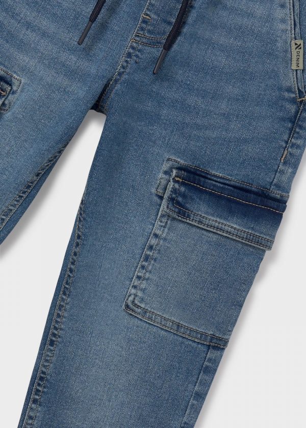 Pantalón de mezclilla cargo chico - Imagen 3