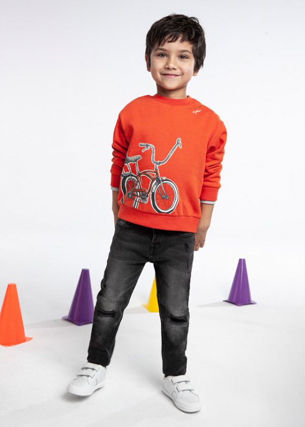 Pantalón de mezclilla straight fit con rotos para niño ECOFRIENDS - Imagen 2
