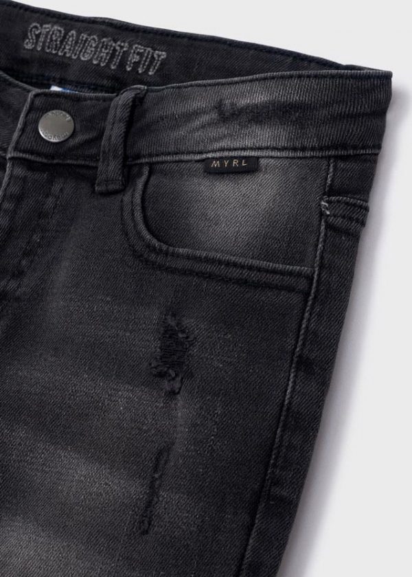 Pantalón de mezclilla straight fit con rotos para niño ECOFRIENDS - Imagen 5