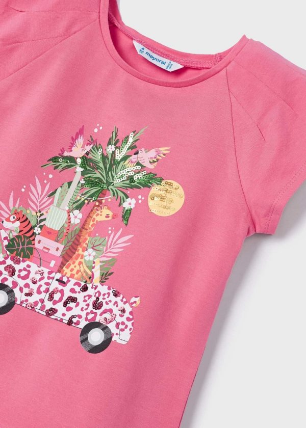 Playera manga corta con motivo estampado de algodón para niña - Imagen 6