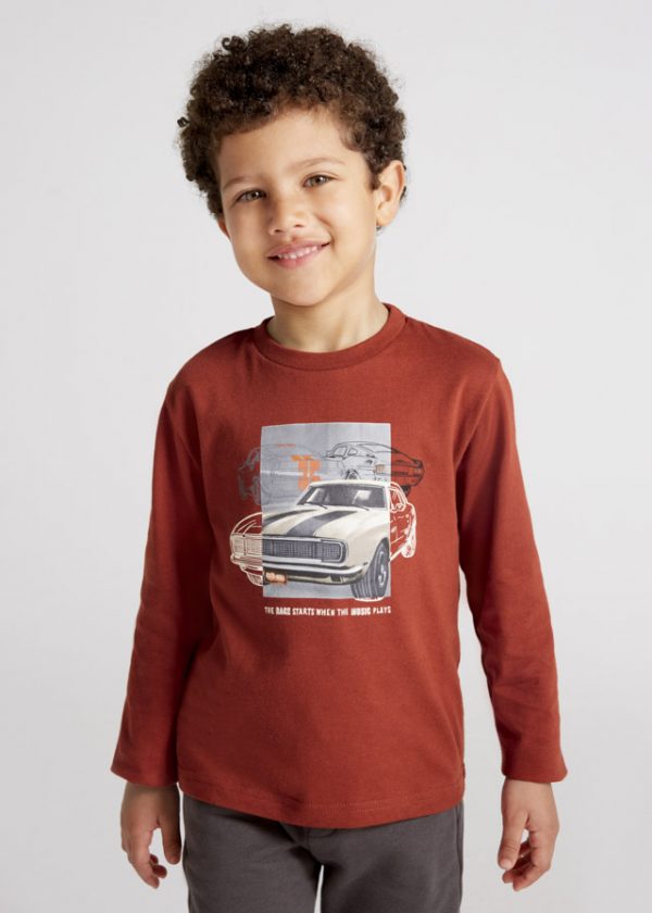 Playera manga larga con gráfica coche para niño ECOFRIENDS