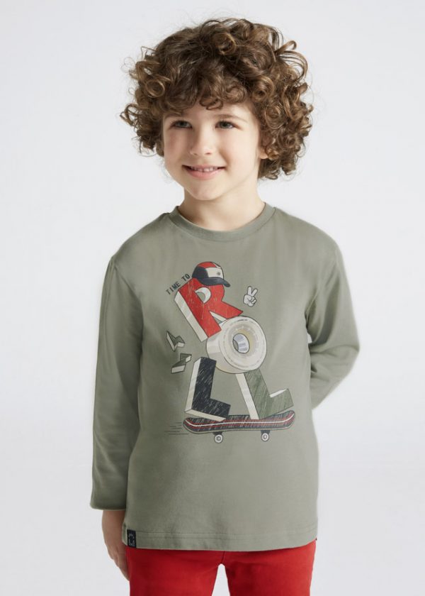 Playera manga larga con grafismo para niño ECOFRIENDS