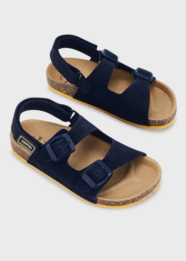 Sandalia de piel con hebillas y velcro para bebé
