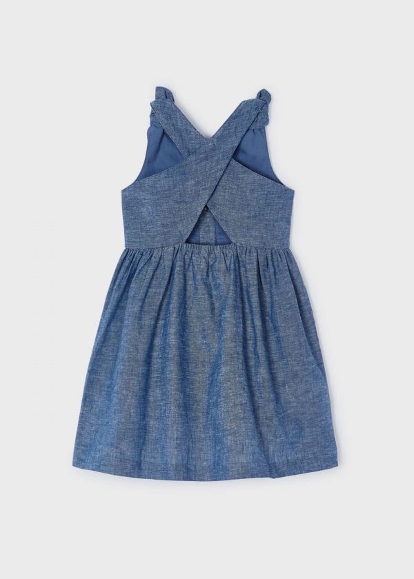 Vestido botones lino niña - Imagen 4